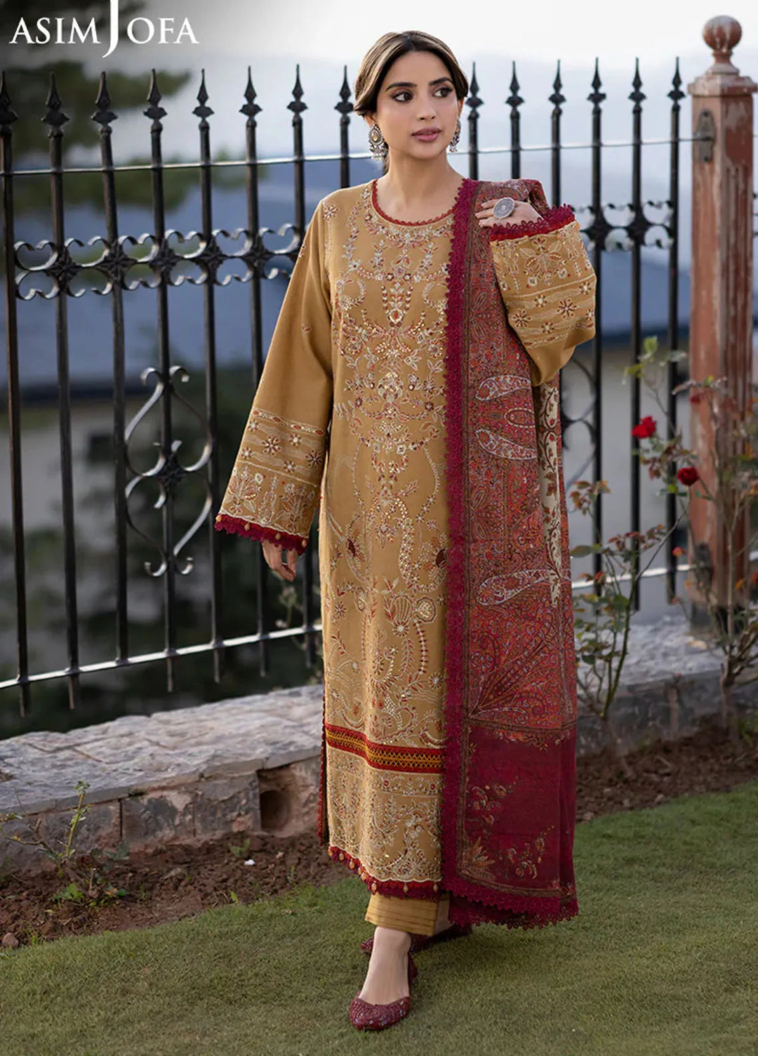 Asim Jofa Embroidered Khaddar Suits Unstitched 3 Piece AJ24UW AJUW-13 - Winter Collection