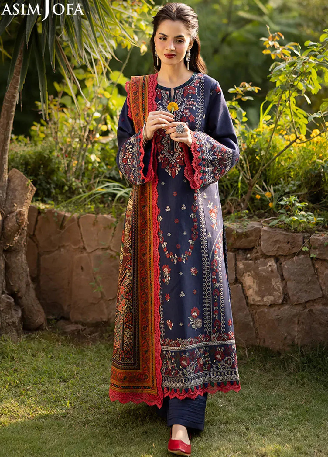 Asim Jofa Embroidered Khaddar Suits Unstitched 3 Piece AJ24UW AJUW-14 - Winter Collection