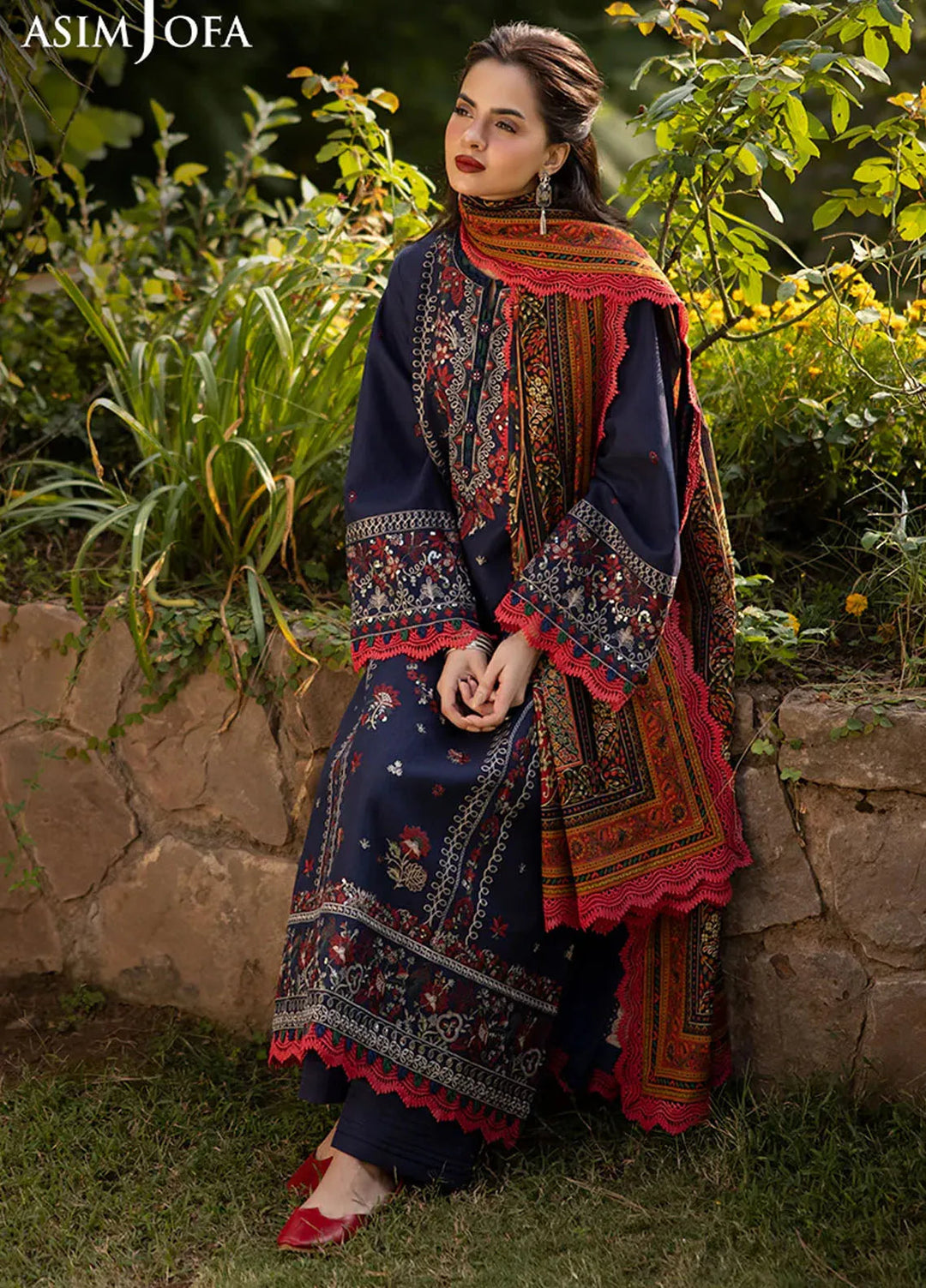 Asim Jofa Embroidered Khaddar Suits Unstitched 3 Piece AJ24UW AJUW-14 - Winter Collection
