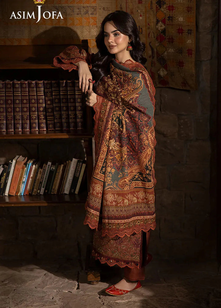 Asim Jofa Embroidered Khaddar Suits Unstitched 3 Piece AJ24UW AJUW-15 - Winter Collection