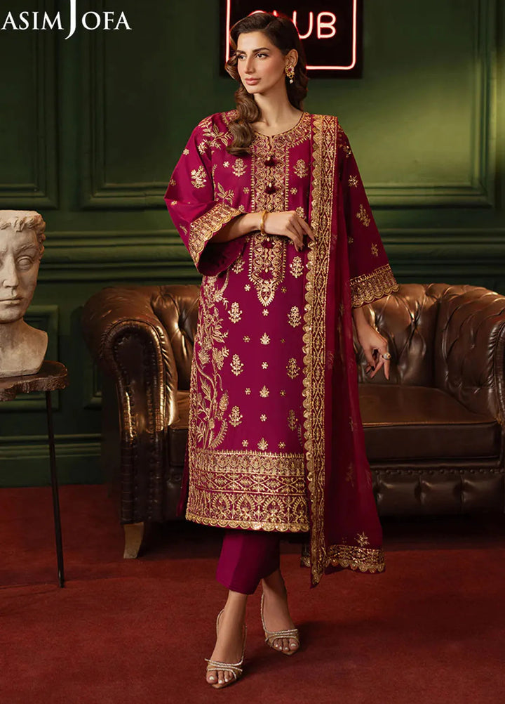 Asim Jofa Embroidered Lawn Suits Unstitched 3 Piece AJ25PF AJPF-13 - Festive Collection