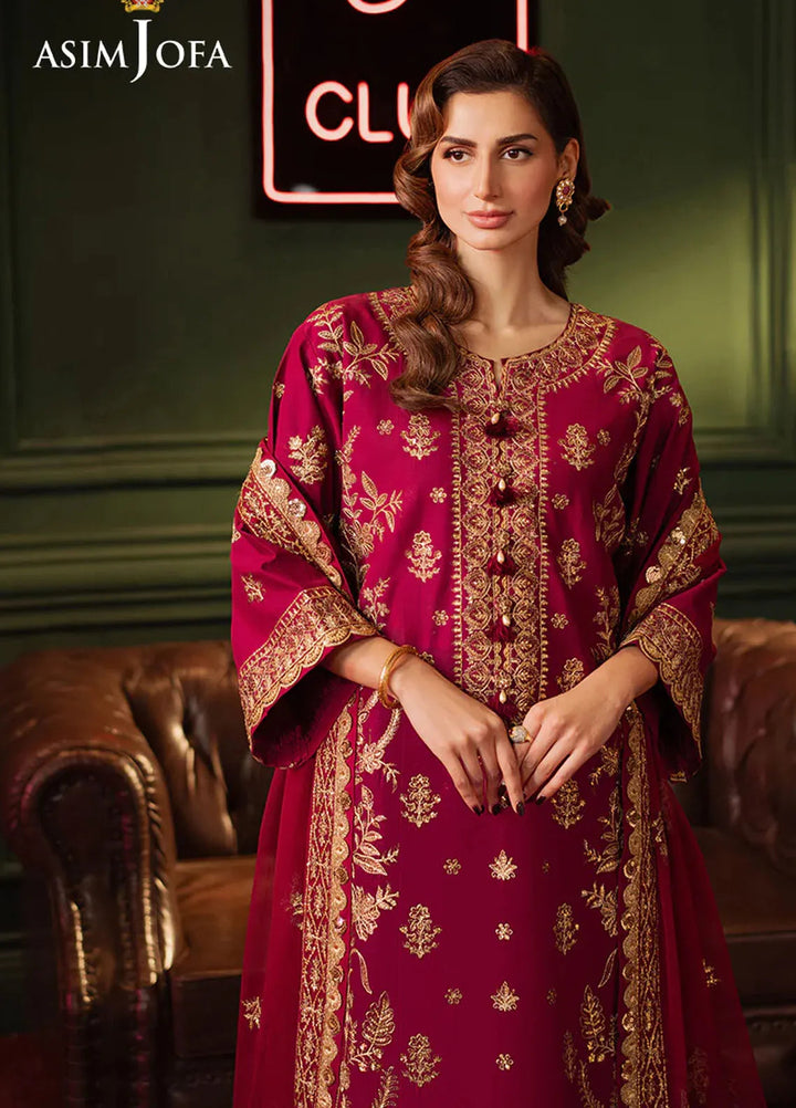Asim Jofa Embroidered Lawn Suits Unstitched 3 Piece AJ25PF AJPF-13 - Festive Collection