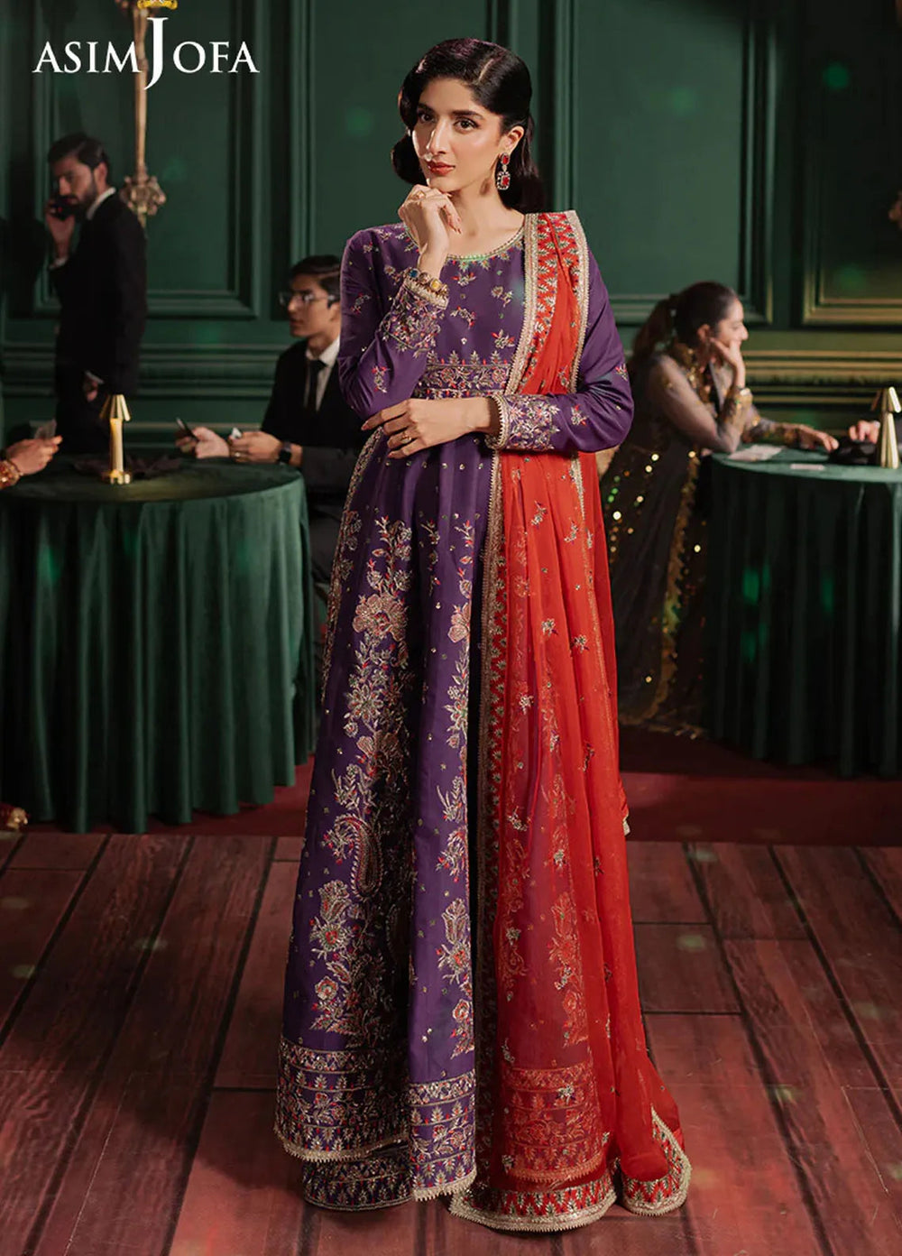 Asim Jofa Embroidered Lawn Suits Unstitched 3 Piece AJ25PF AJPF-23 - Festive Collection