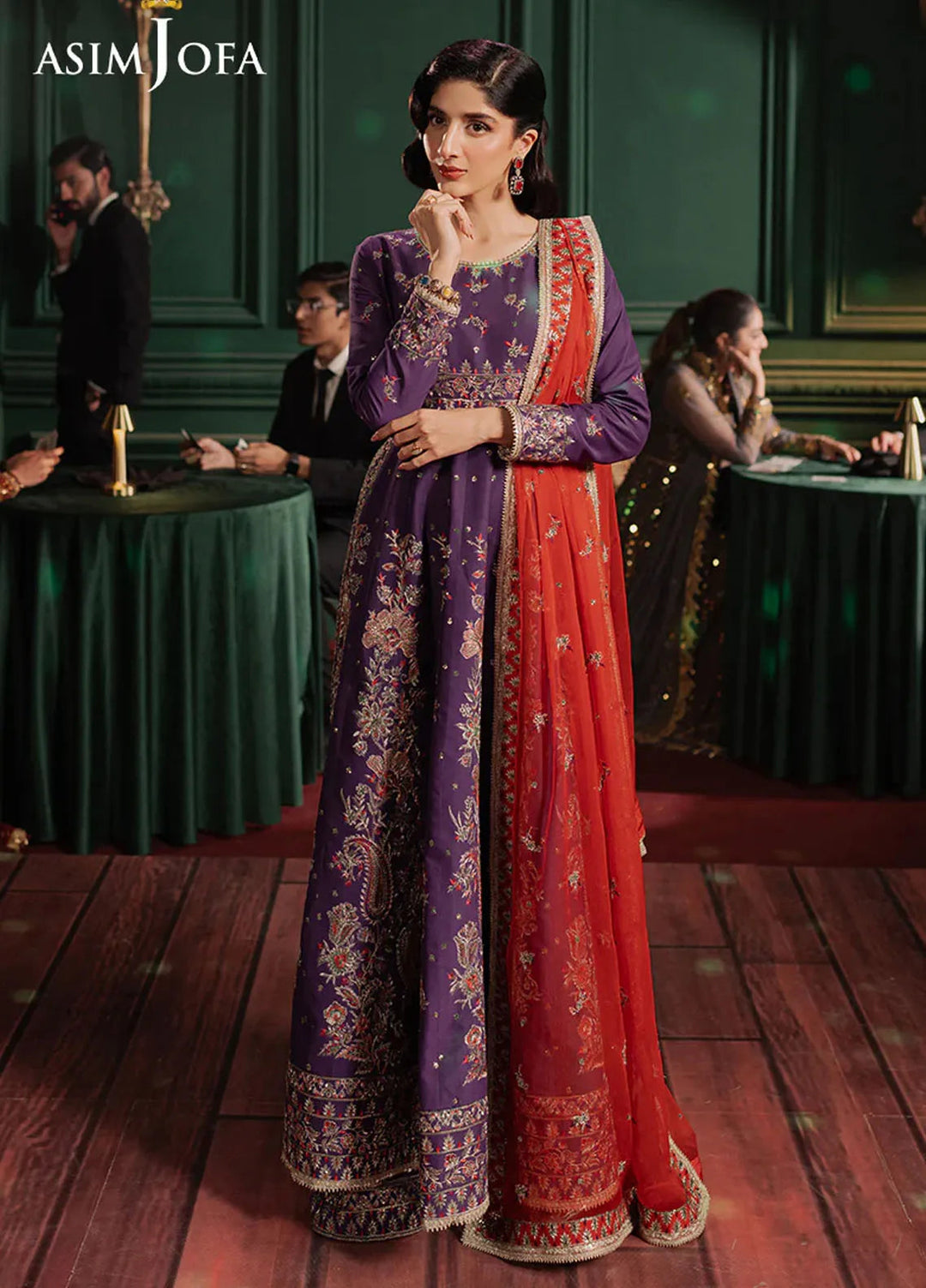 Asim Jofa Embroidered Lawn Suits Unstitched 3 Piece AJ25PF AJPF-23 - Festive Collection