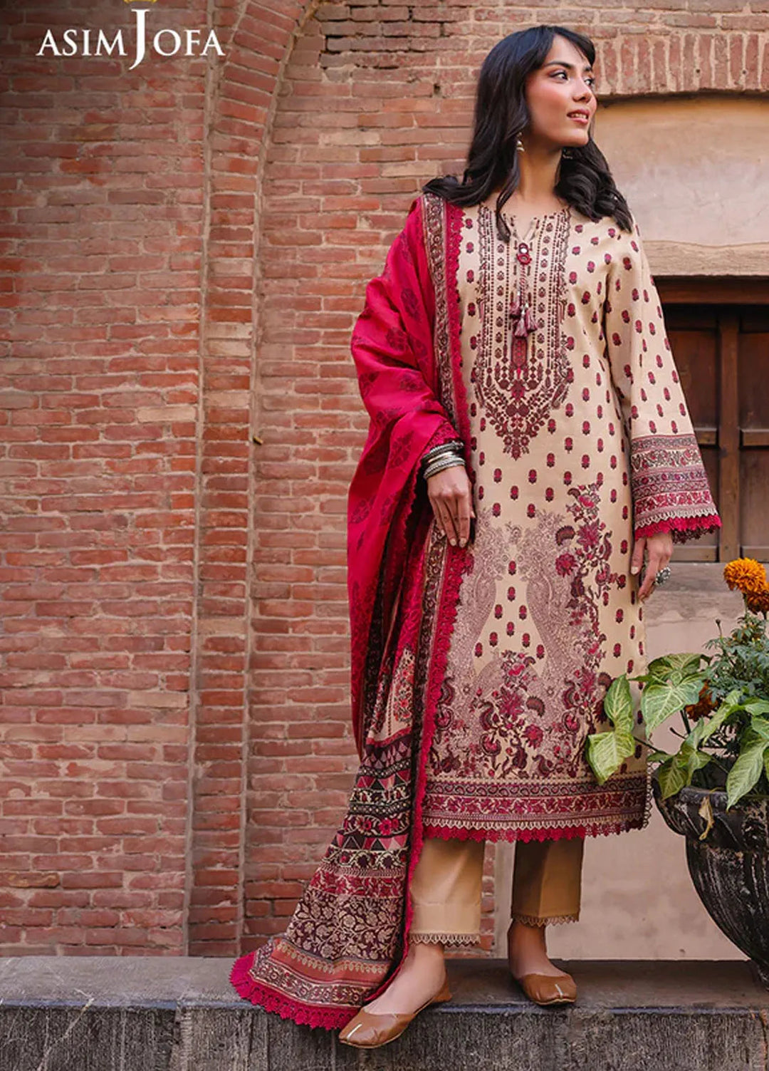Asim Jofa Embroidered Lawn Suits Unstitched 2 Piece AJ25FE AJUBF-55 - Summer Collection