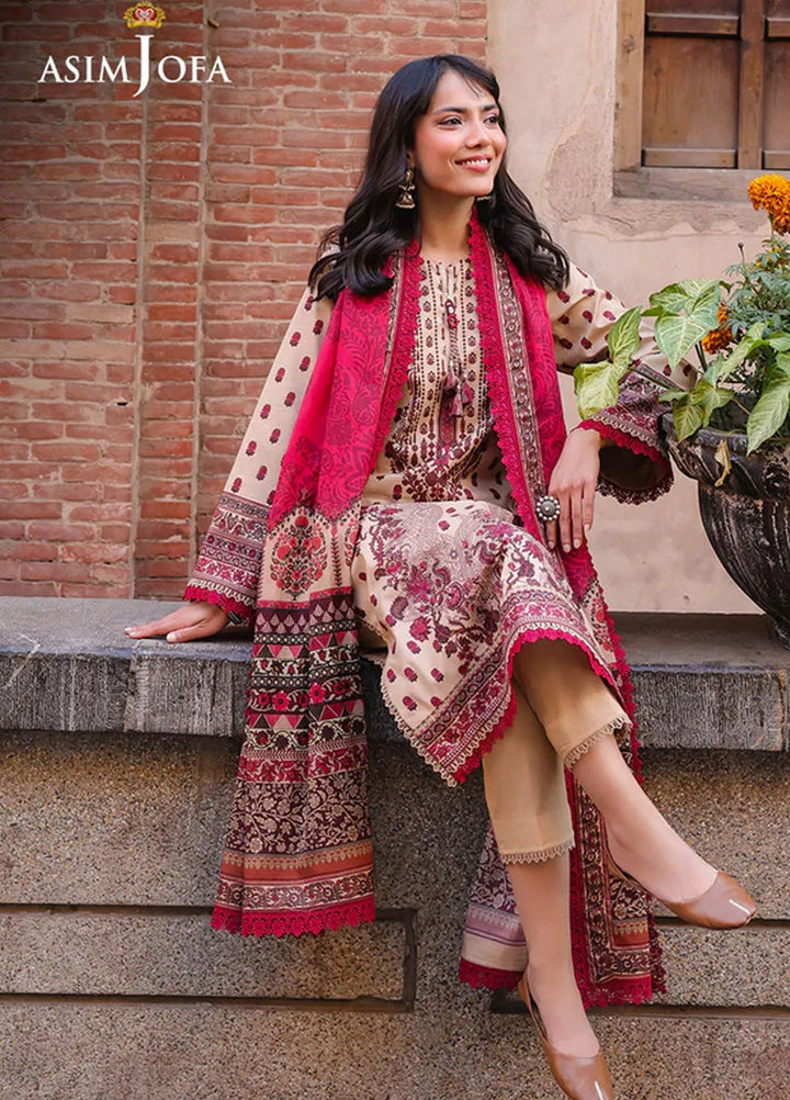 Asim Jofa Embroidered Lawn Suits Unstitched 2 Piece AJ25FE AJUBF-55 - Summer Collection
