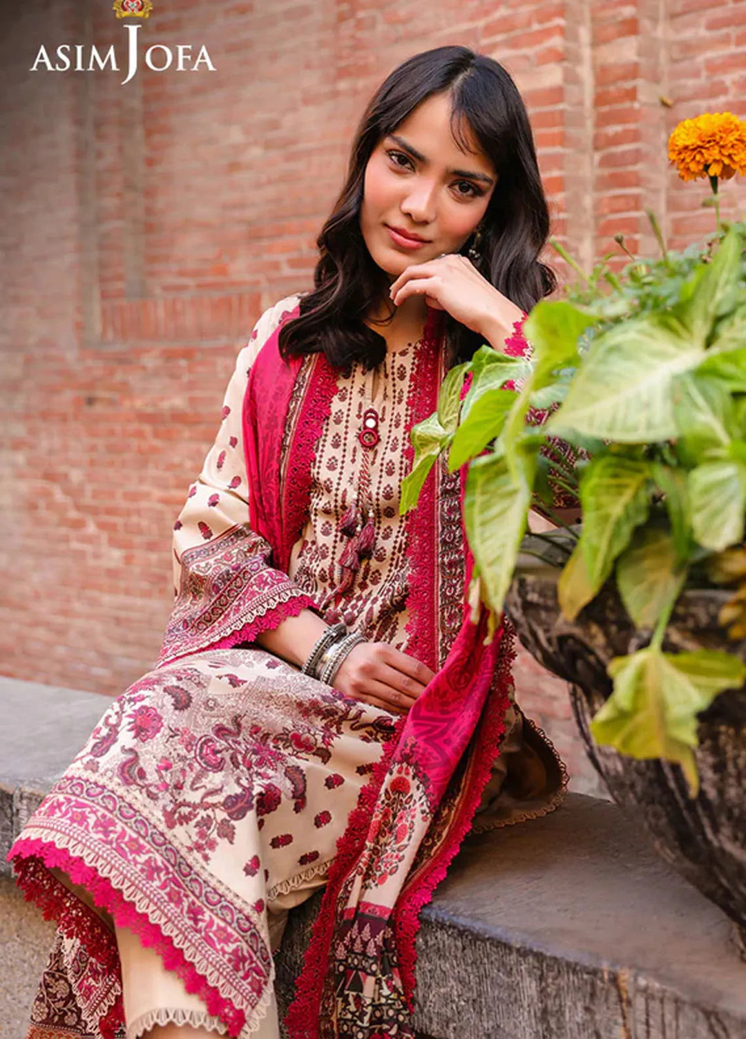 Asim Jofa Embroidered Lawn Suits Unstitched 2 Piece AJ25FE AJUBF-55 - Summer Collection