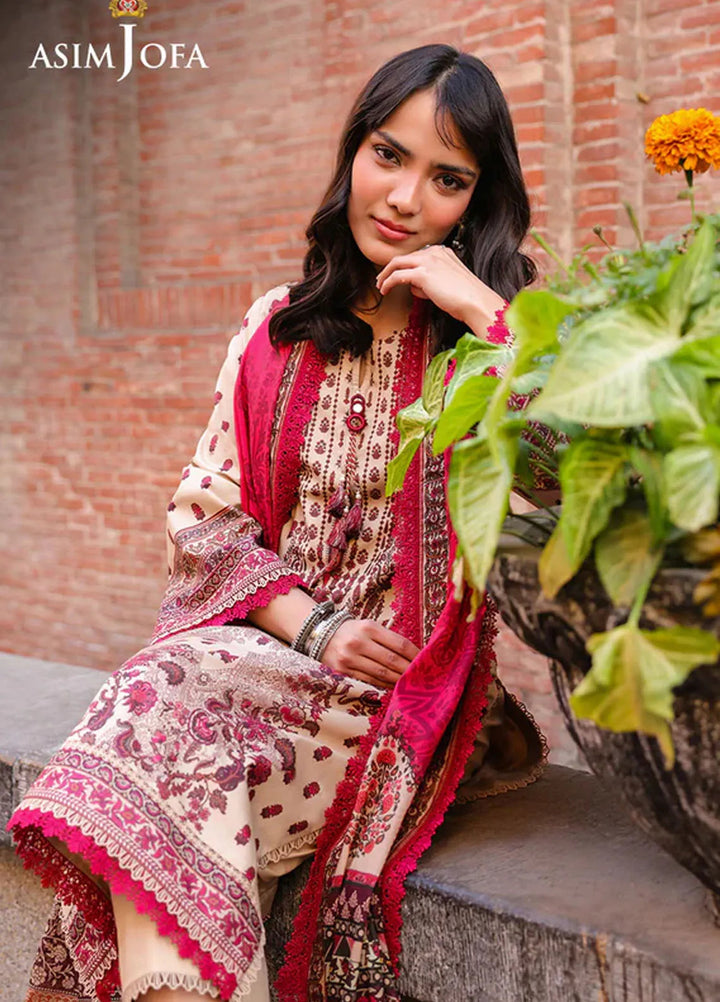 Asim Jofa Embroidered Lawn Suits Unstitched 2 Piece AJ25FE AJUBF-55 - Summer Collection