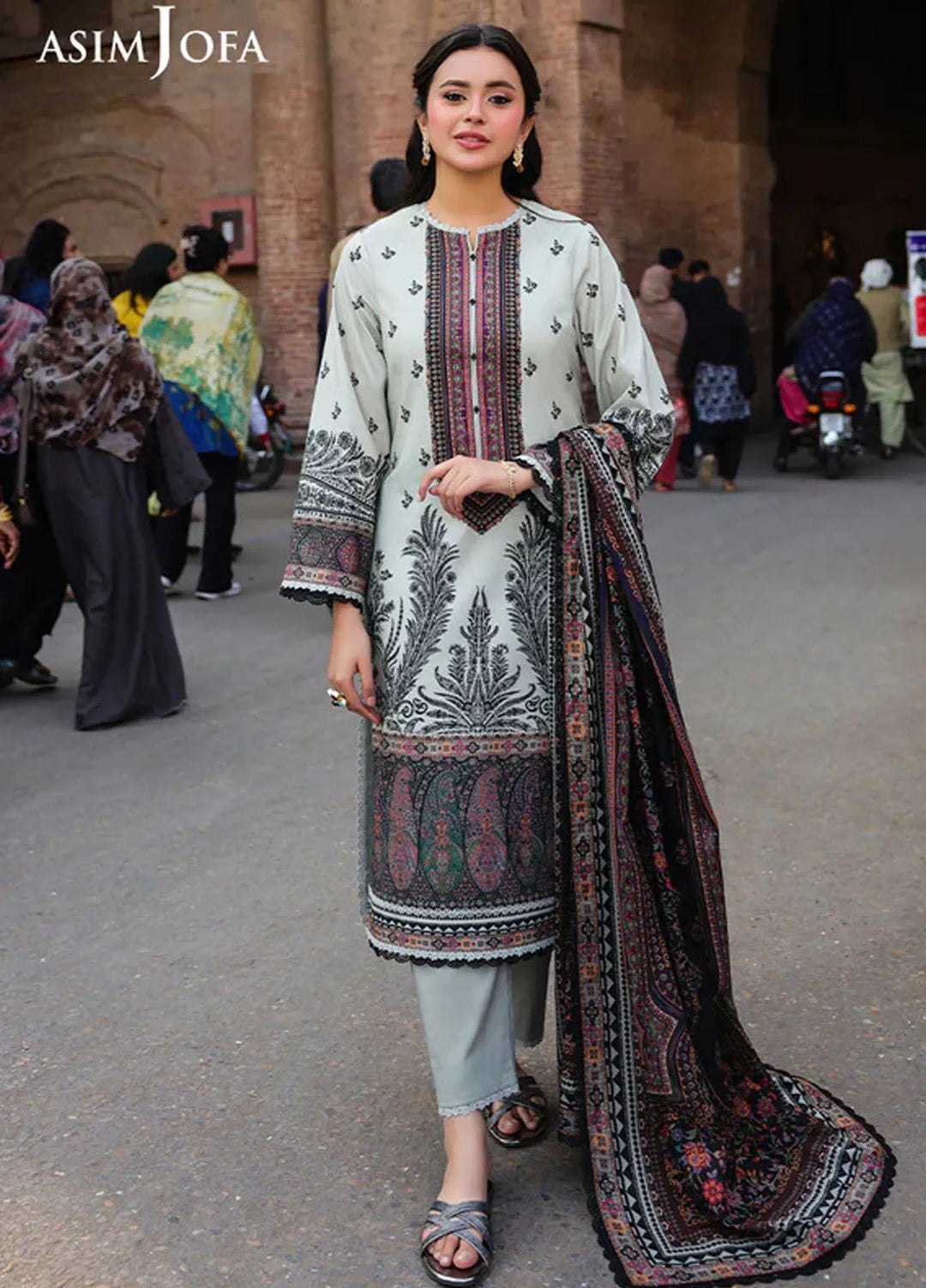 Asim Jofa Embroidered Lawn Suits Unstitched 2 Piece AJ25FE AJUBF-56 - Summer Collection