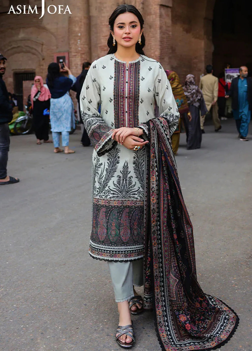 Asim Jofa Embroidered Lawn Suits Unstitched 2 Piece AJ25FE AJUBF-56 - Summer Collection