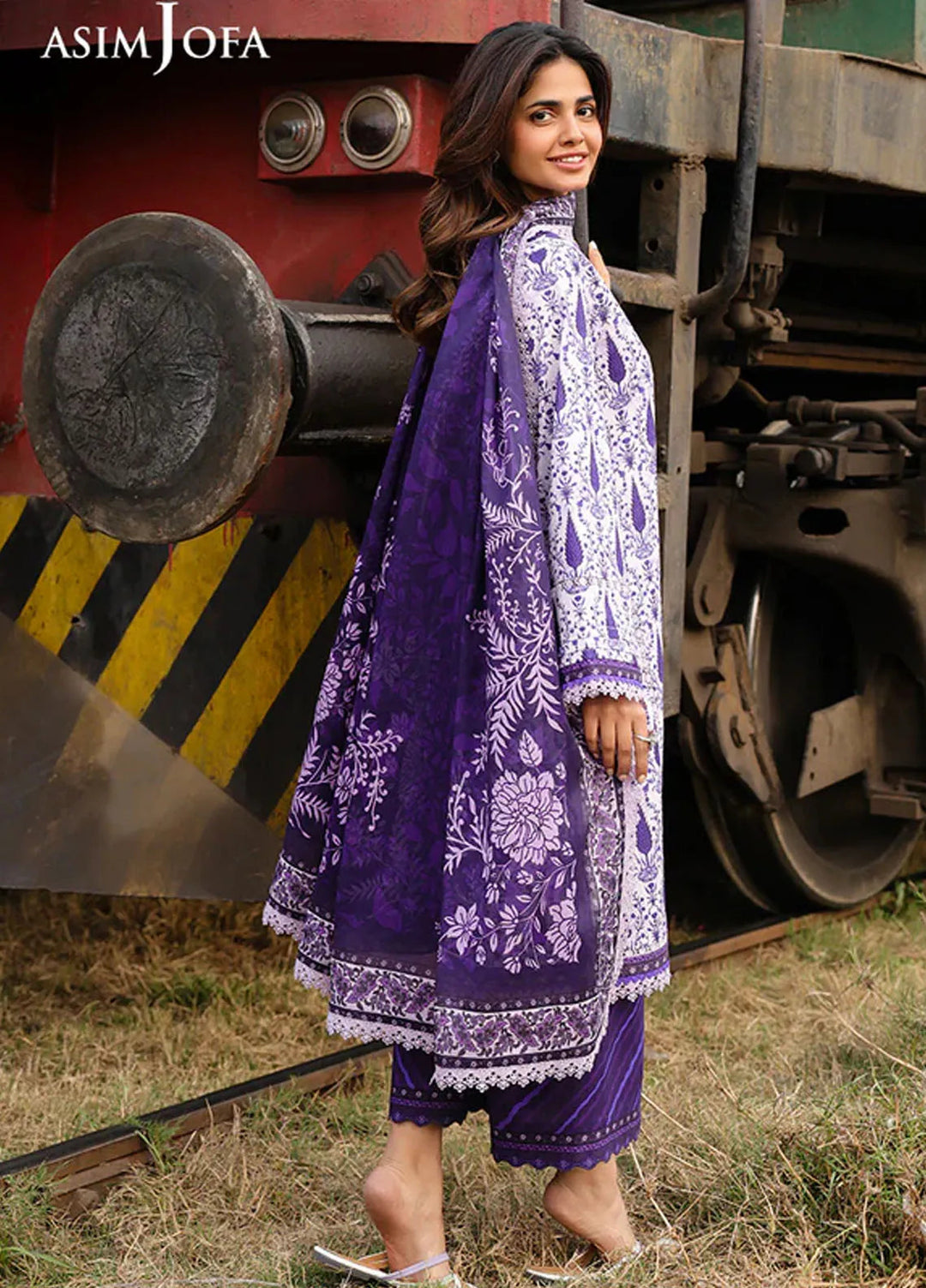 Asim Jofa Embroidered Lawn Suits Unstitched 3 Piece AJ25FE AJUBF-73 - Summer Collection