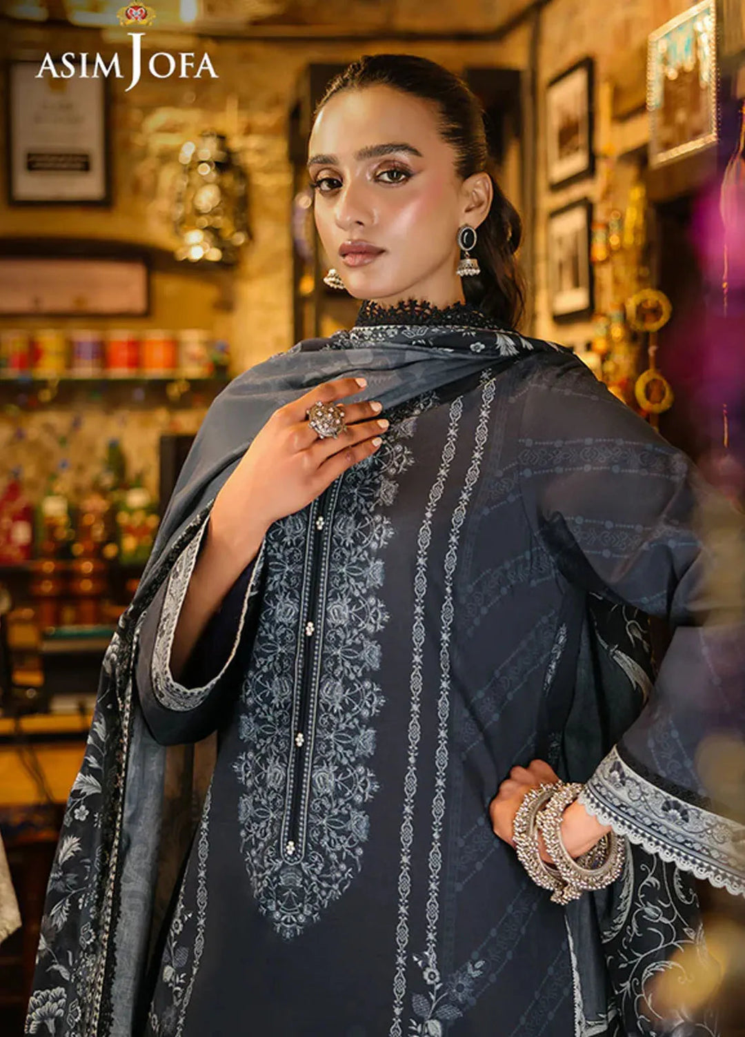 Asim Jofa Embroidered Lawn Suits Unstitched 3 Piece AJ25FE AJUBF-76 - Summer Collection