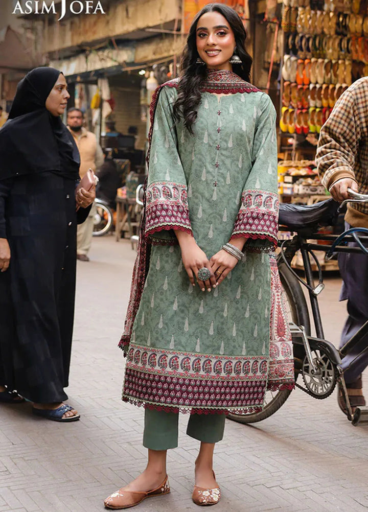 Asim Jofa Embroidered Lawn Suits Unstitched 3 Piece AJ25FE AJUBF-77 - Summer Collection