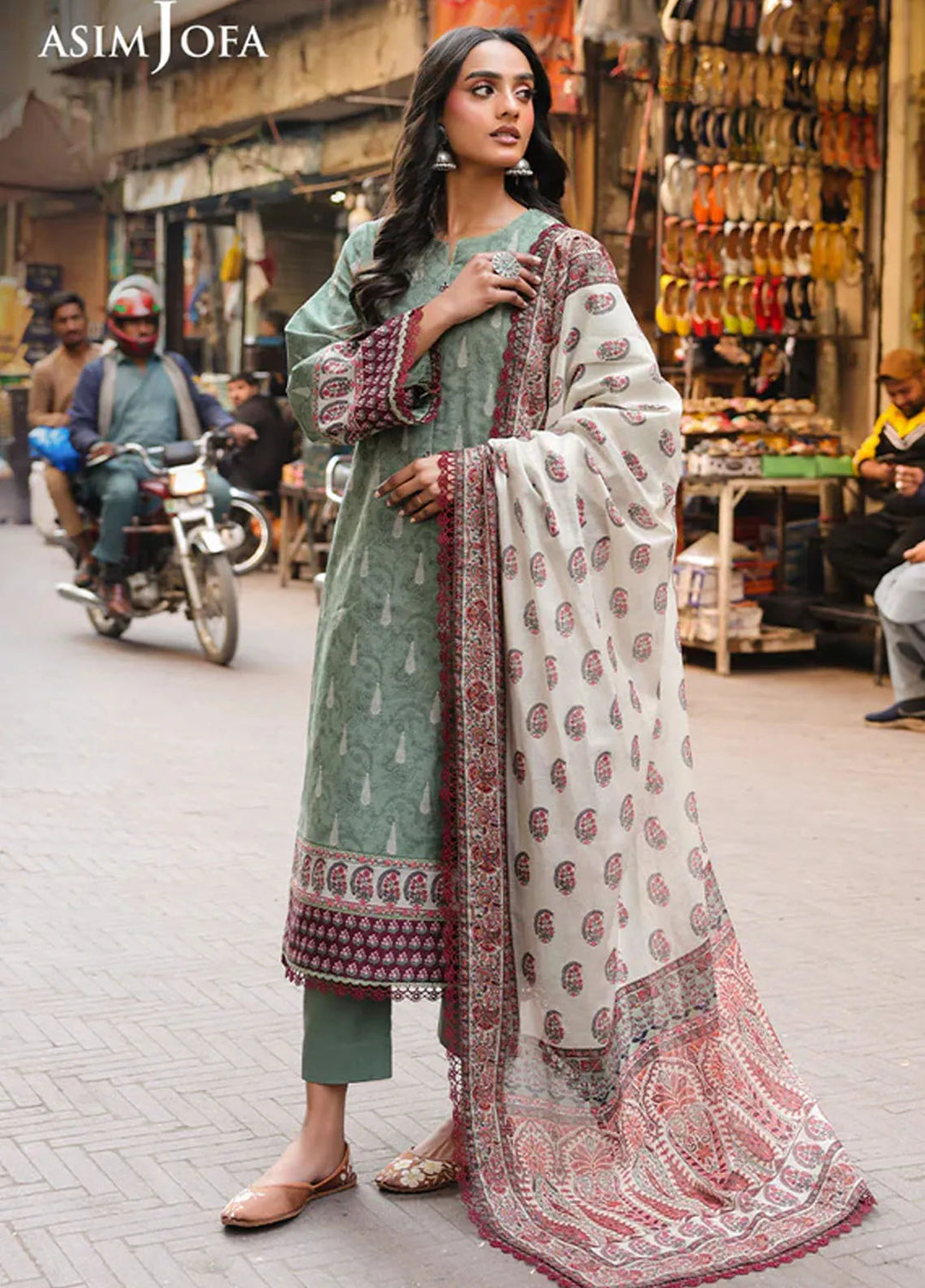 Asim Jofa Embroidered Lawn Suits Unstitched 3 Piece AJ25FE AJUBF-77 - Summer Collection
