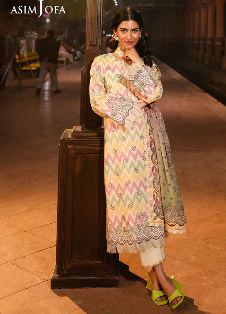 Asim Jofa Embroidered Lawn Suits Unstitched 3 Piece AJ25FE AJUBF-87 - Summer Collection