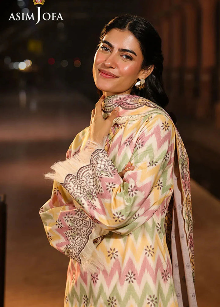 Asim Jofa Embroidered Lawn Suits Unstitched 3 Piece AJ25FE AJUBF-87 - Summer Collection