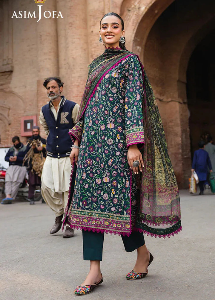 Asim Jofa Embroidered Lawn Suits Unstitched 3 Piece AJ25FE AJUBF-88 - Summer Collection