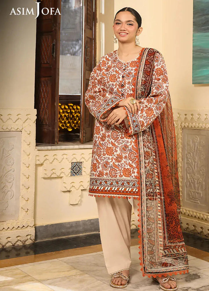 Asim Jofa Embroidered Lawn Suits Unstitched 3 Piece AJ25FE AJUBF-89 - Summer Collection