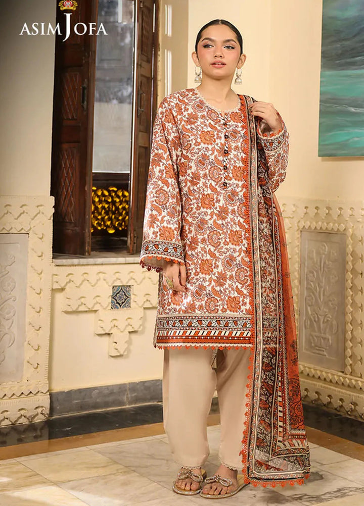 Asim Jofa Embroidered Lawn Suits Unstitched 3 Piece AJ25FE AJUBF-89 - Summer Collection