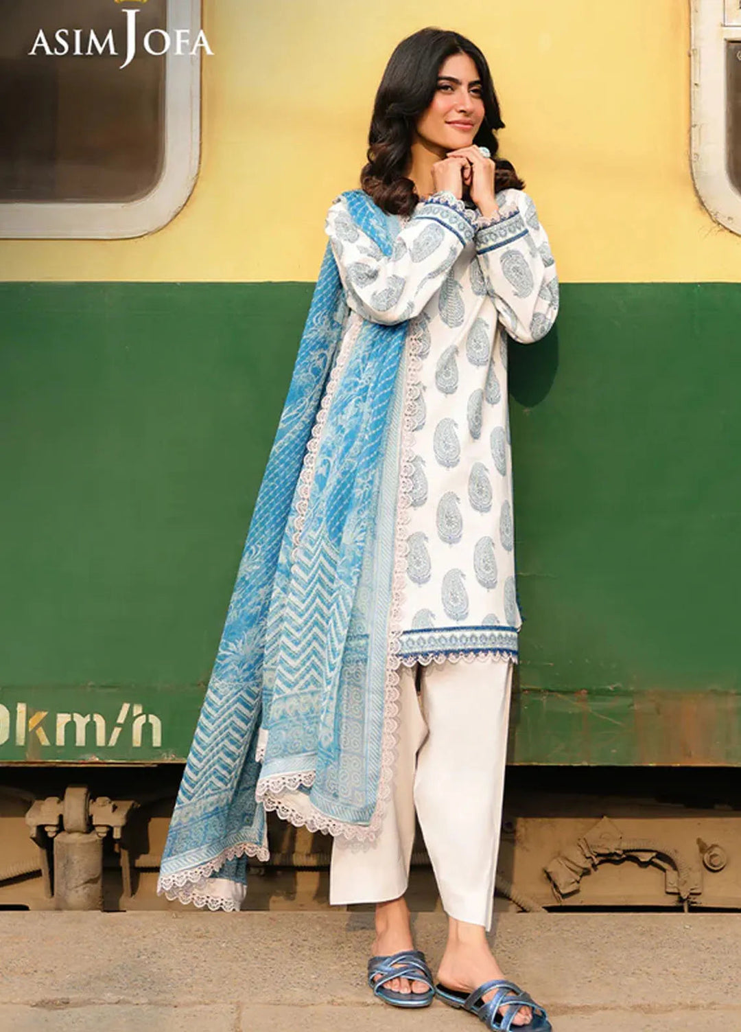 Asim Jofa Embroidered Lawn Suits Unstitched 3 Piece AJ25FE AJUBF-90 - Summer Collection