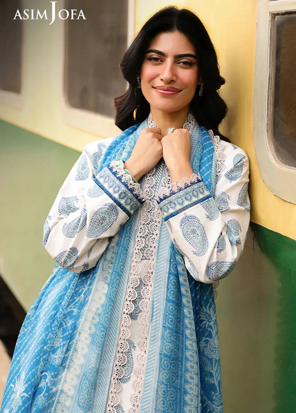 Asim Jofa Embroidered Lawn Suits Unstitched 3 Piece AJ25FE AJUBF-90 - Summer Collection