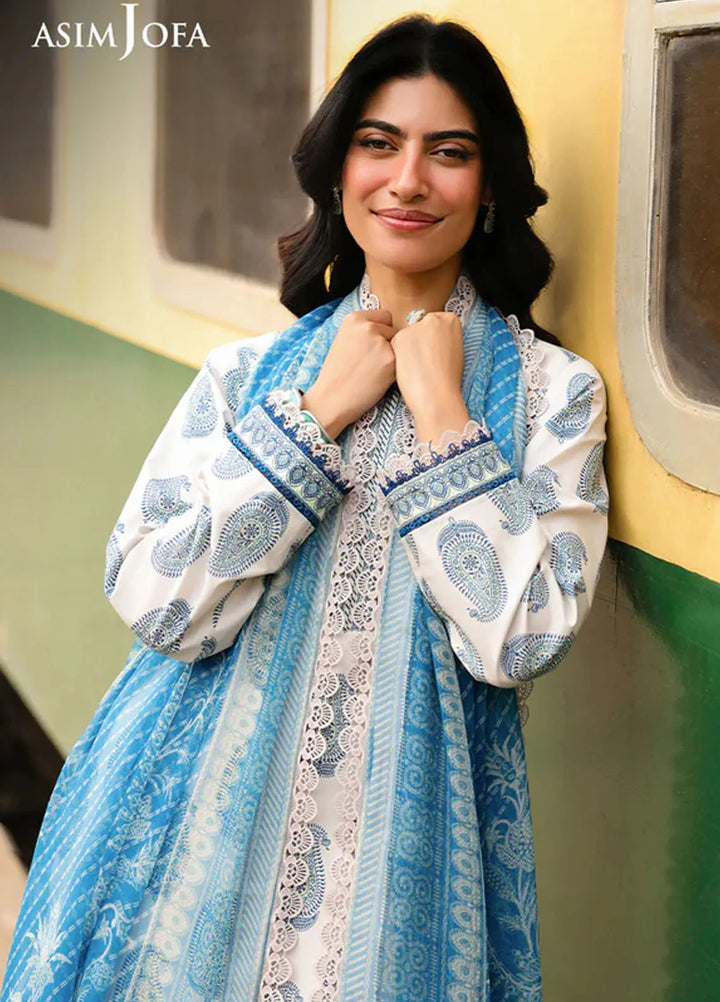Asim Jofa Embroidered Lawn Suits Unstitched 3 Piece AJ25FE AJUBF-90 - Summer Collection