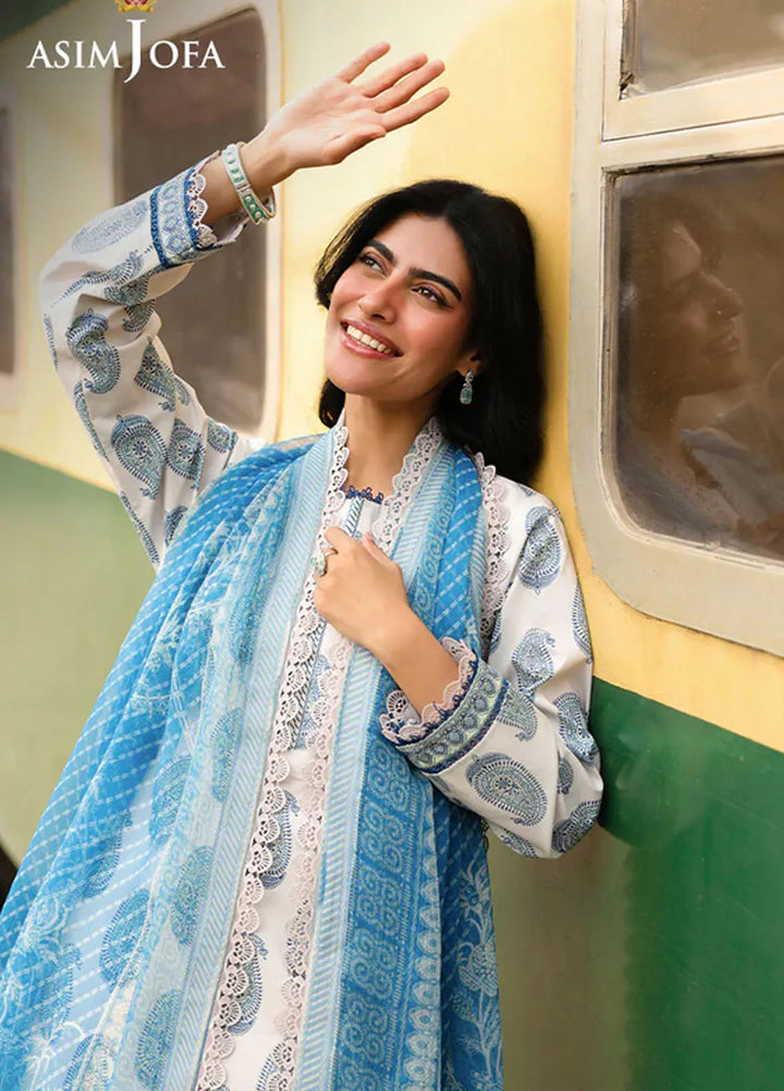 Asim Jofa Embroidered Lawn Suits Unstitched 3 Piece AJ25FE AJUBF-90 - Summer Collection