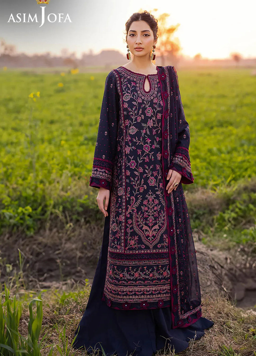 Asim Jofa Embroidered Lawn Suits Unstitched 3 Piece AJ25LL AJELL-01-UNS - Summer Collection