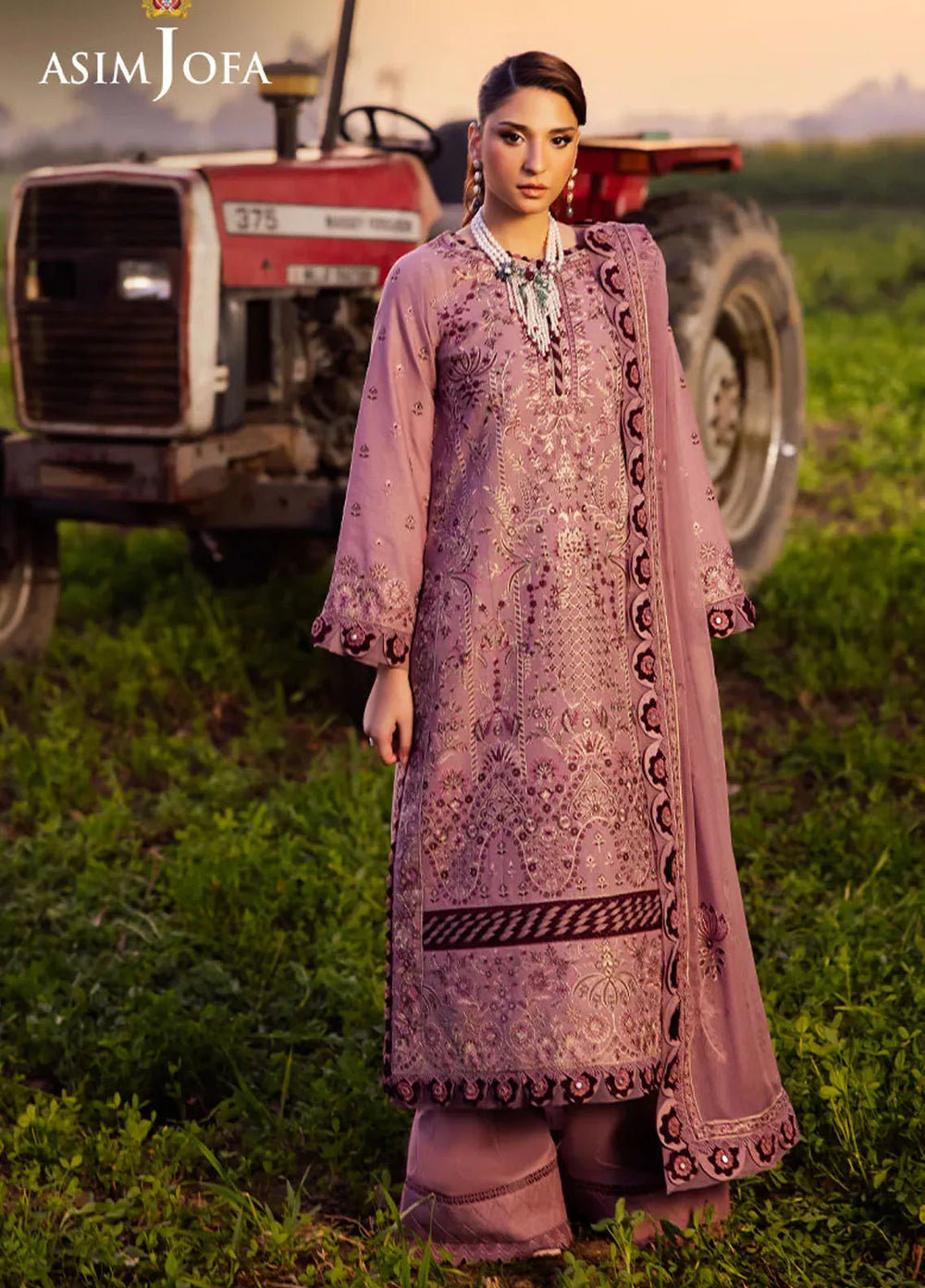 Asim Jofa Embroidered Lawn Suits Unstitched 3 Piece AJ25LL AJELL-02-UNS - Summer Collection