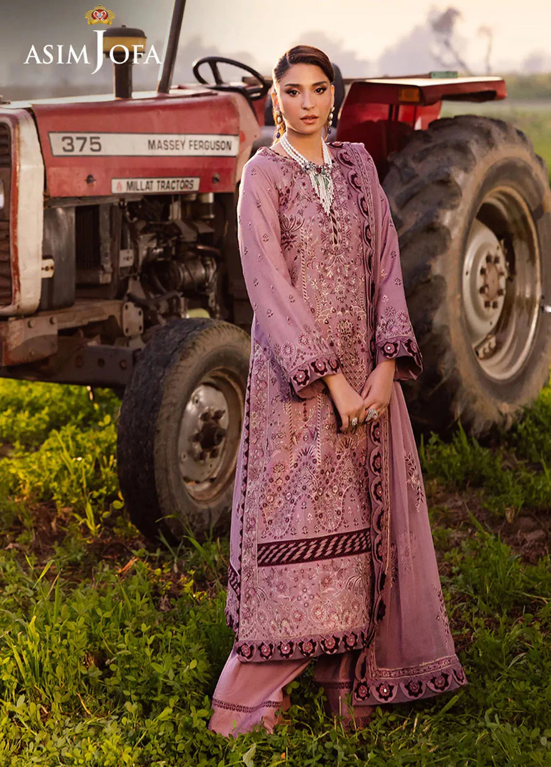 Asim Jofa Embroidered Lawn Suits Unstitched 3 Piece AJ25LL AJELL-02-UNS - Summer Collection