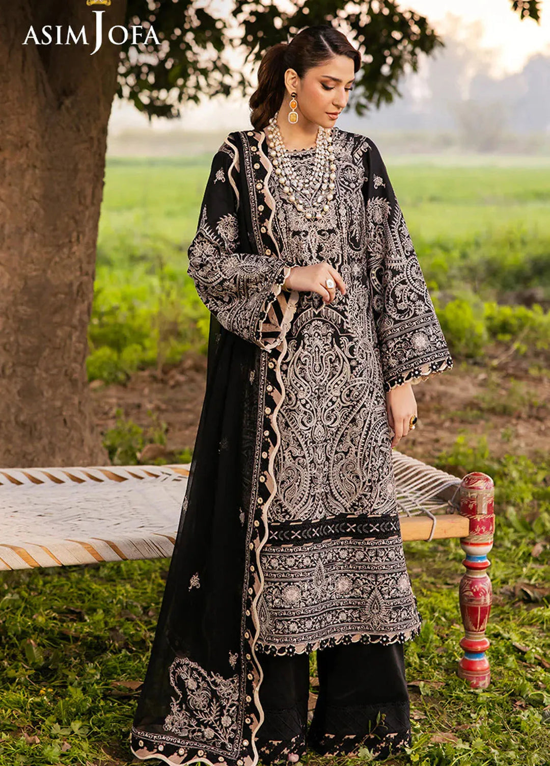 Asim Jofa Embroidered Lawn Suits Unstitched 3 Piece AJ25LL AJELL-03-UNS - Summer Collection
