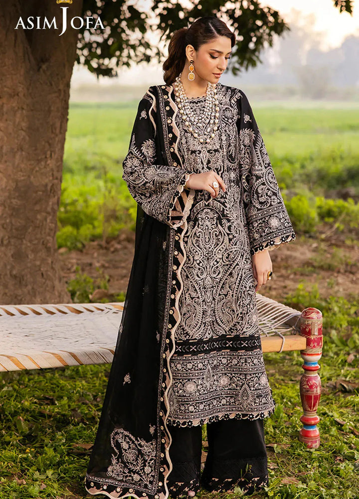 Asim Jofa Embroidered Lawn Suits Unstitched 3 Piece AJ25LL AJELL-03-UNS - Summer Collection