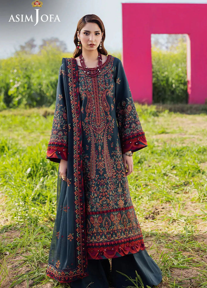 Asim Jofa Embroidered Lawn Suits Unstitched 3 Piece AJ25LL AJELL-04-UNS - Summer Collection