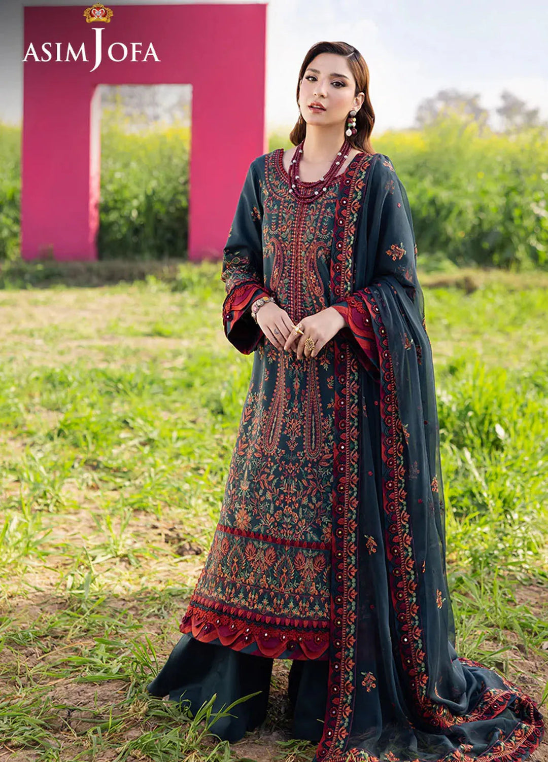 Asim Jofa Embroidered Lawn Suits Unstitched 3 Piece AJ25LL AJELL-04-UNS - Summer Collection