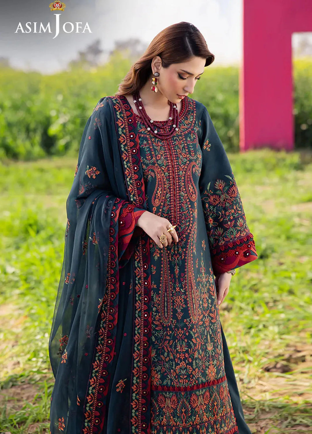 Asim Jofa Embroidered Lawn Suits Unstitched 3 Piece AJ25LL AJELL-04-UNS - Summer Collection