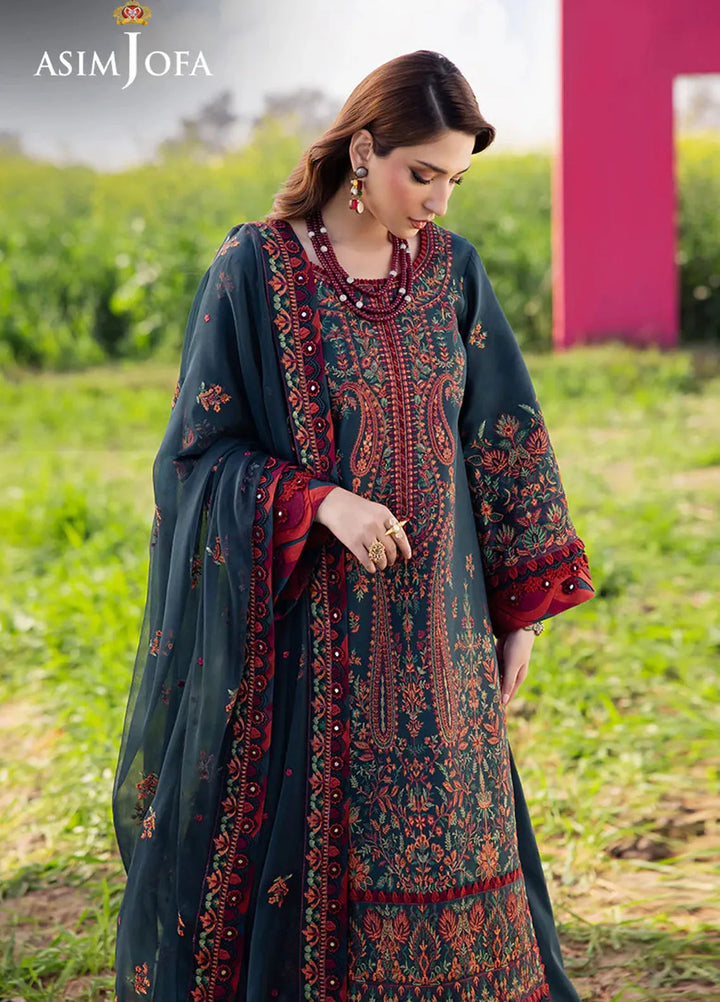 Asim Jofa Embroidered Lawn Suits Unstitched 3 Piece AJ25LL AJELL-04-UNS - Summer Collection