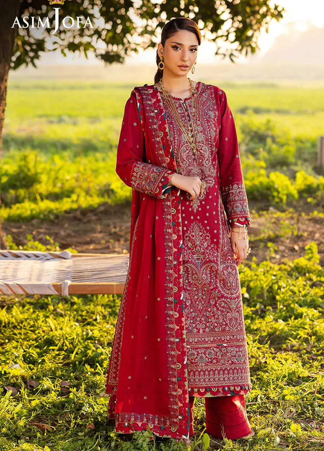 Asim Jofa Embroidered Lawn Suits Unstitched 3 Piece AJ25LL AJELL-06-UNS - Summer Collection
