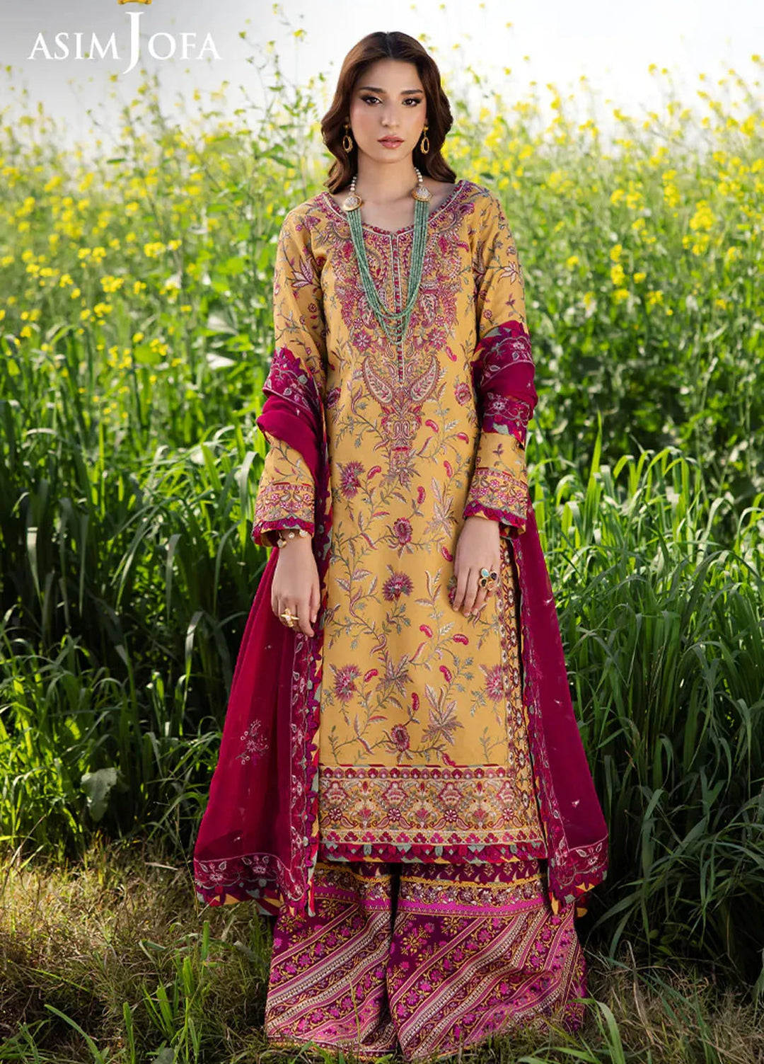 Asim Jofa Embroidered Lawn Suits Unstitched 3 Piece AJ25LL AJELL-07-UNS - Summer Collection