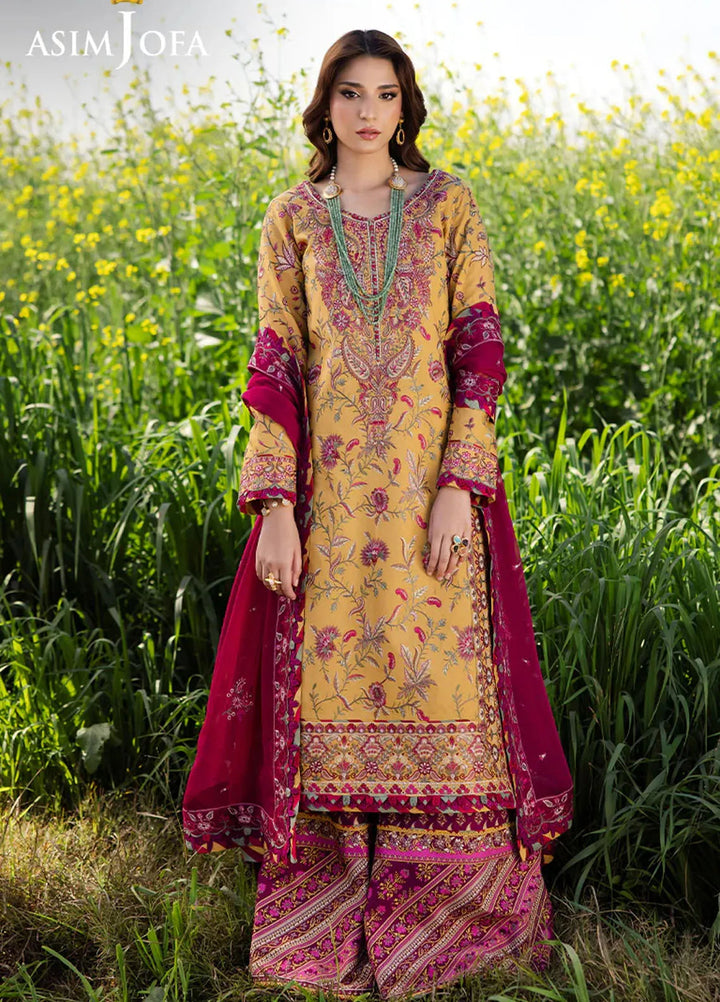 Asim Jofa Embroidered Lawn Suits Unstitched 3 Piece AJ25LL AJELL-07-UNS - Summer Collection