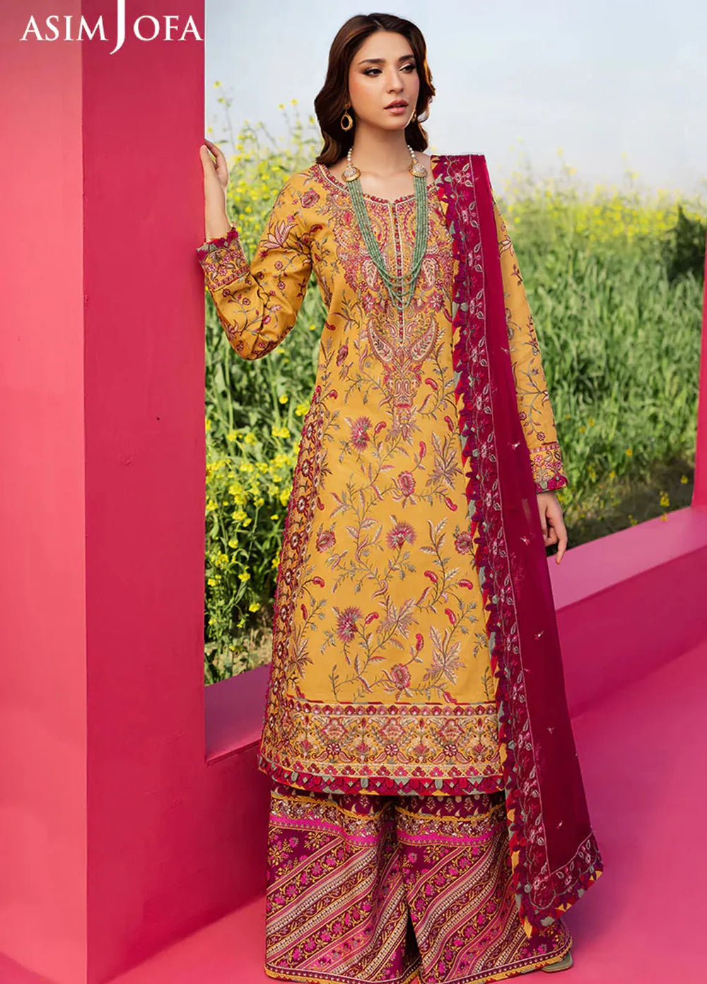 Asim Jofa Embroidered Lawn Suits Unstitched 3 Piece AJ25LL AJELL-07-UNS - Summer Collection