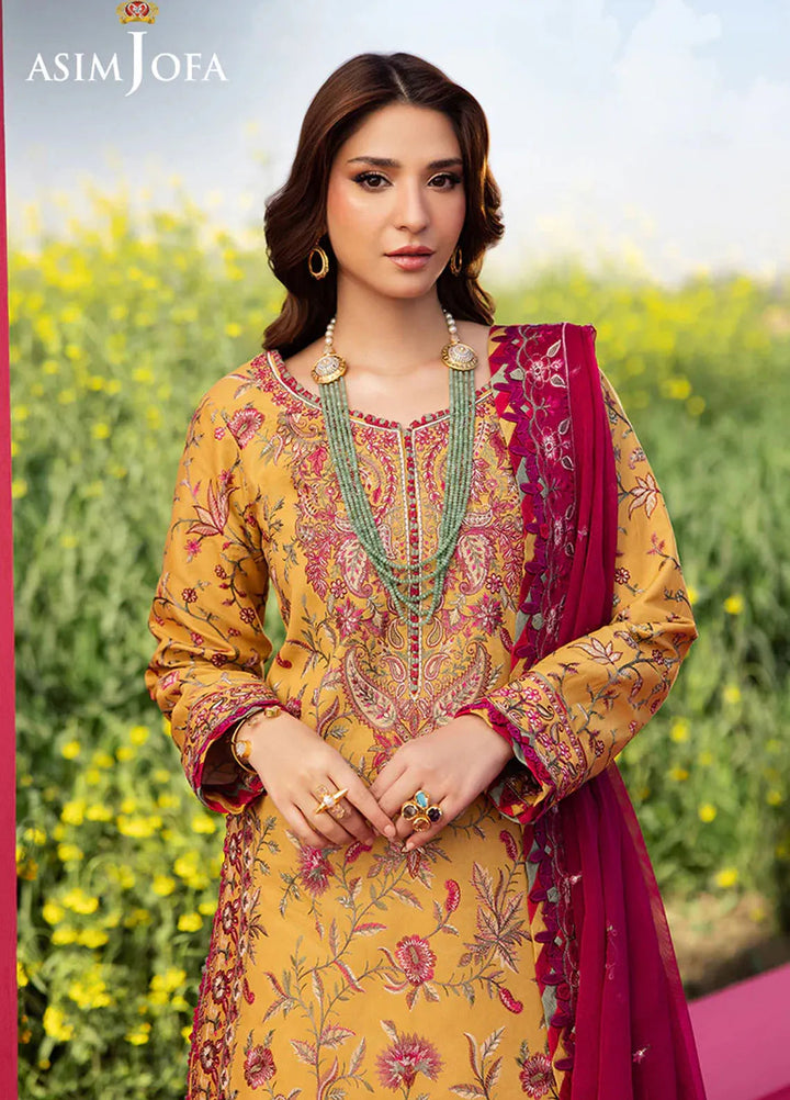 Asim Jofa Embroidered Lawn Suits Unstitched 3 Piece AJ25LL AJELL-07-UNS - Summer Collection