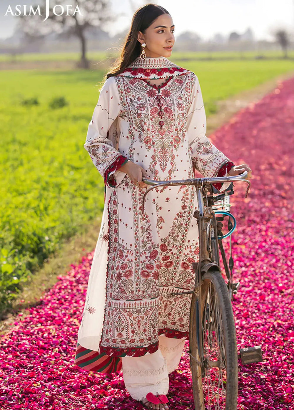 Asim Jofa Embroidered Lawn Suits Unstitched 3 Piece AJ25LL AJELL-08-UNS - Summer Collection