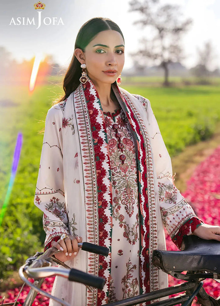 Asim Jofa Embroidered Lawn Suits Unstitched 3 Piece AJ25LL AJELL-08-UNS - Summer Collection