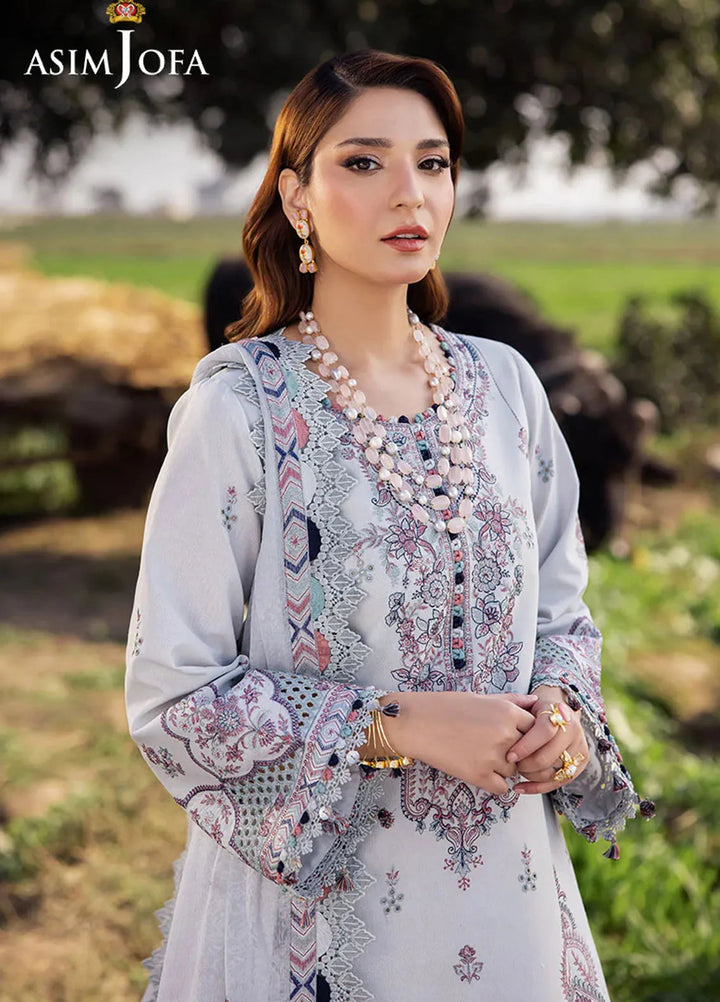 Asim Jofa Embroidered Lawn Suits Unstitched 3 Piece AJ25LL AJELL-10-UNS - Summer Collection