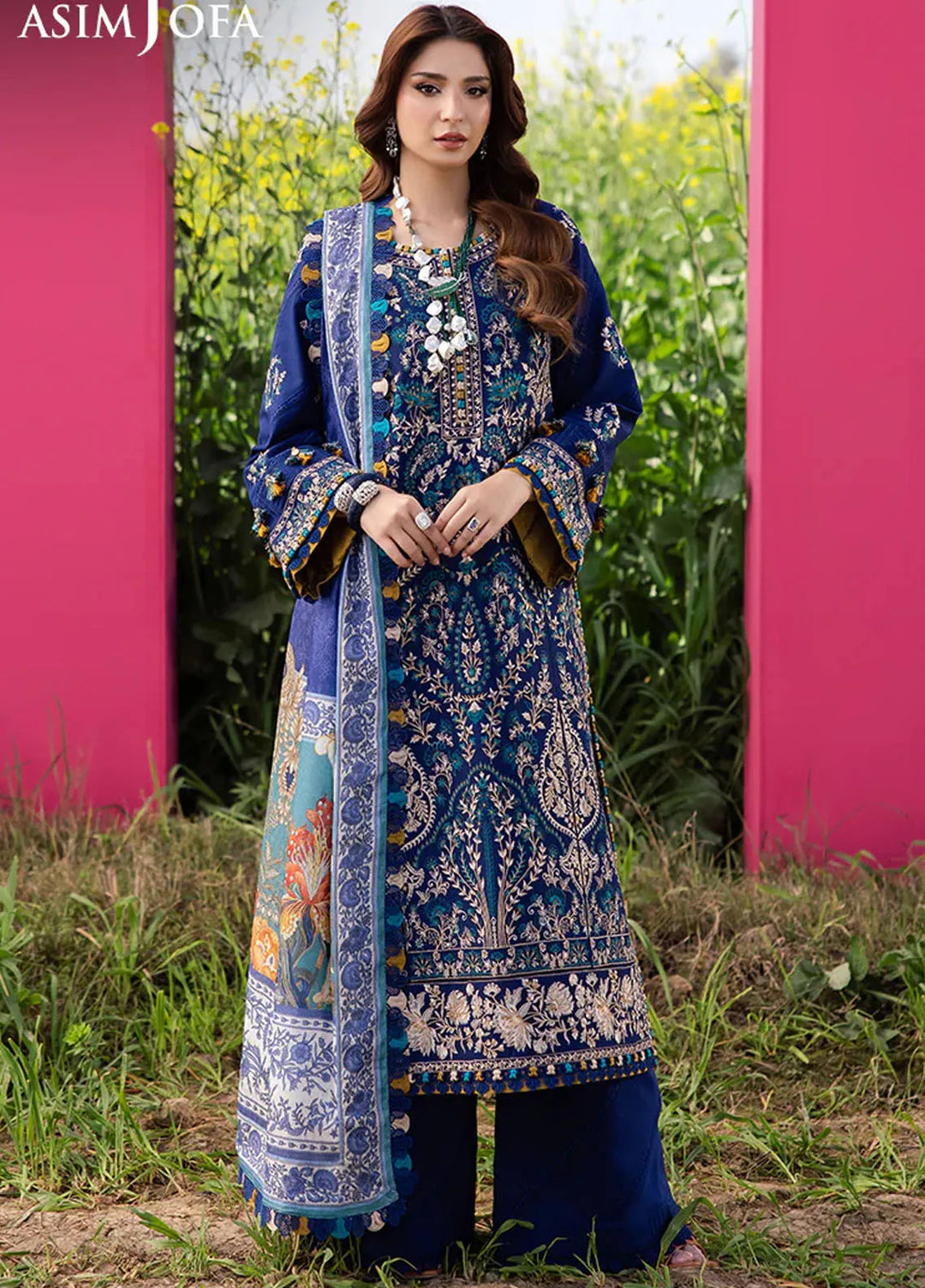 Asim Jofa Embroidered Lawn Suits Unstitched 3 Piece AJ25LL AJELL-11-UNS - Summer Collection