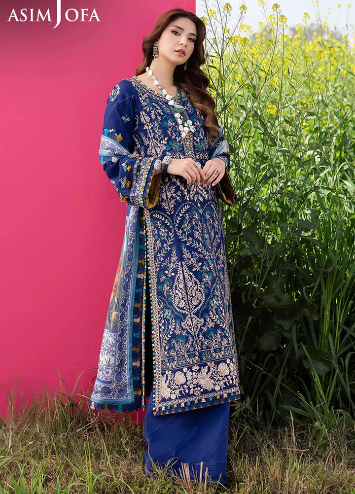 Asim Jofa Embroidered Lawn Suits Unstitched 3 Piece AJ25LL AJELL-11-UNS - Summer Collection