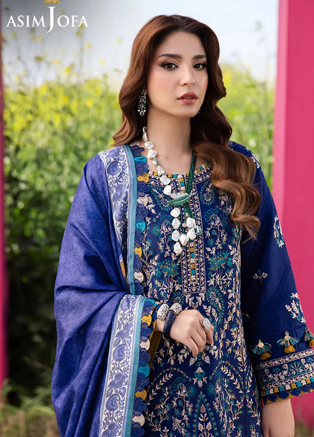 Asim Jofa Embroidered Lawn Suits Unstitched 3 Piece AJ25LL AJELL-11-UNS - Summer Collection
