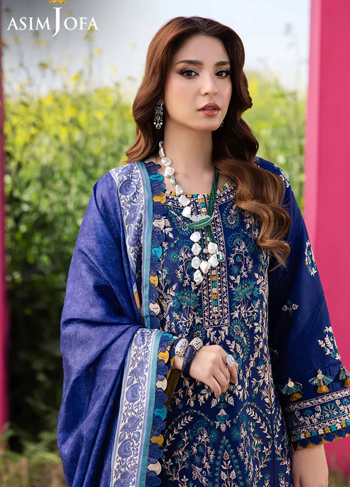Asim Jofa Embroidered Lawn Suits Unstitched 3 Piece AJ25LL AJELL-11-UNS - Summer Collection
