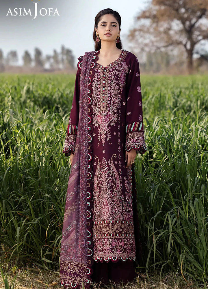 Asim Jofa Embroidered Lawn Suits Unstitched 3 Piece AJ25LL AJELL-12-UNS - Summer Collection