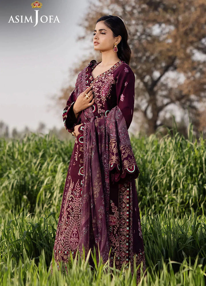 Asim Jofa Embroidered Lawn Suits Unstitched 3 Piece AJ25LL AJELL-12-UNS - Summer Collection